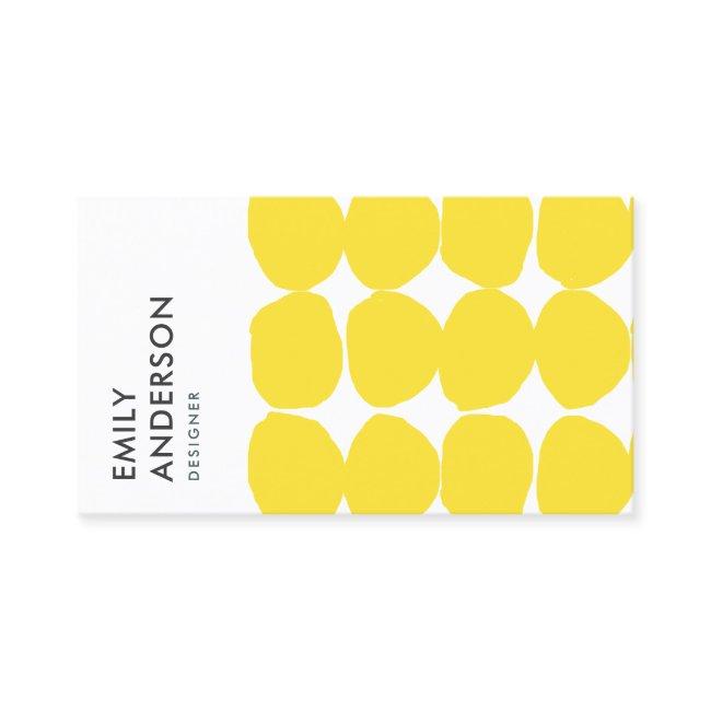 Bright Retro Large Hand Drawn Yellow Polka Dots Business Invitations