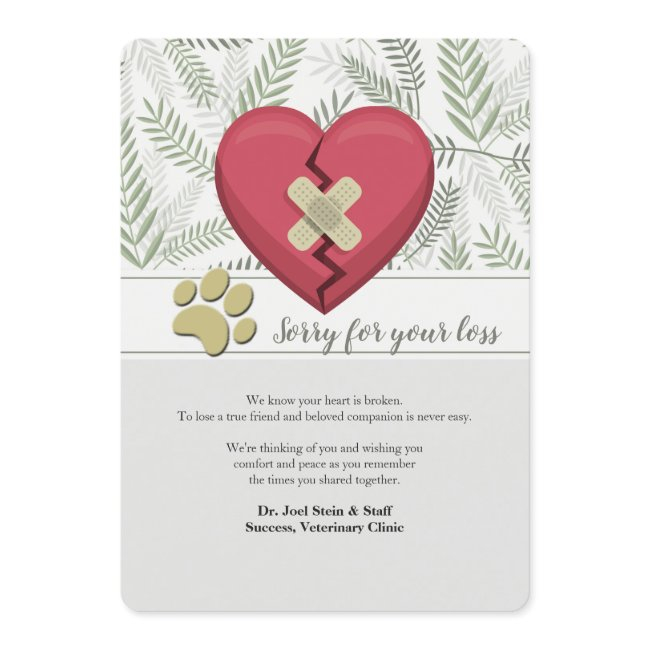 Broken Heart Pet Loss Sympathy Invitations