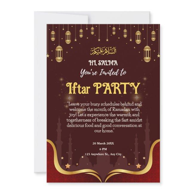 Brown And Yellow Islamic Iftar Party Invitation