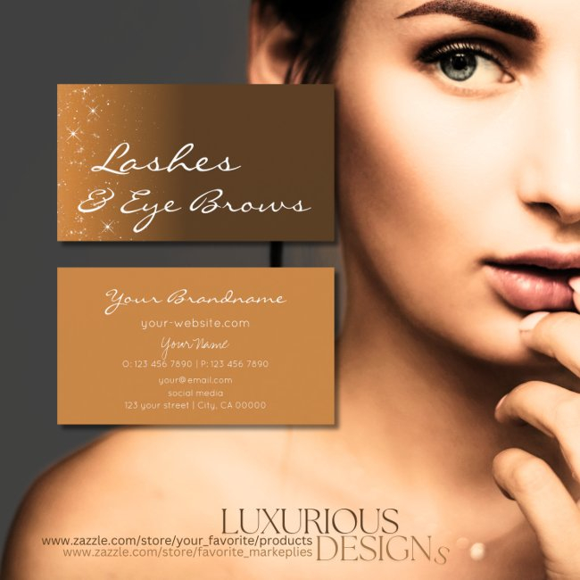 Brown Beige With Glitter Stars Professional Simple Business Invitations