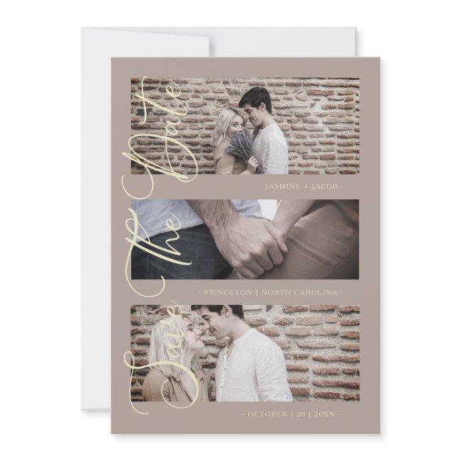 Brown Golden Trendy Modern 3 Wedding Photos