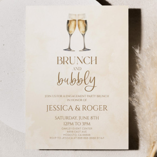 Brunch And Bubbly Engagement Party Brunch Invitation
