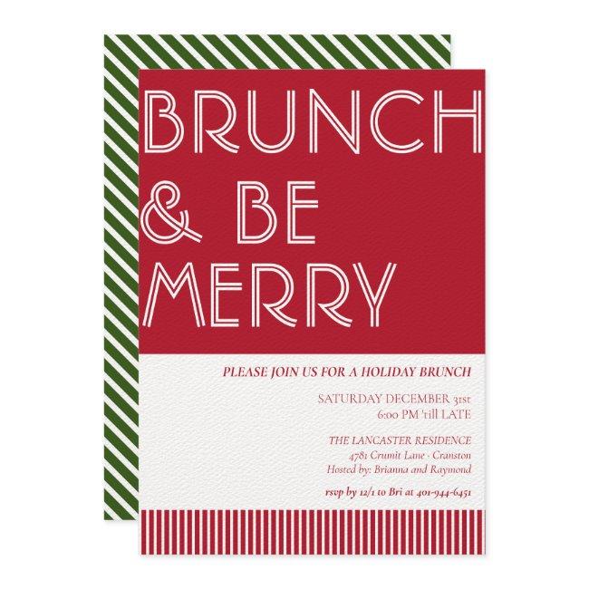 Brunch & Be Merry Green Red Christmas Brunch Invitation