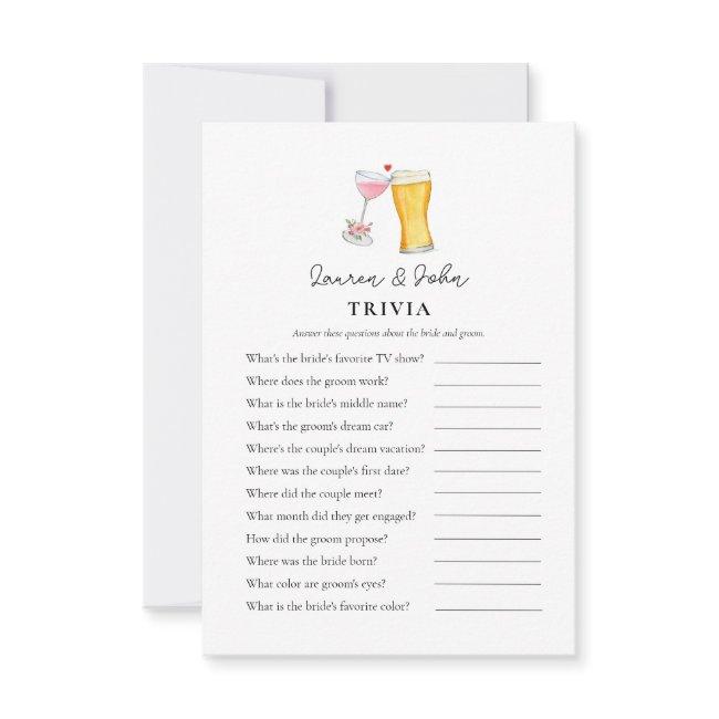 Bubbles And Brew Couple's Shower Trivia Games Invitation