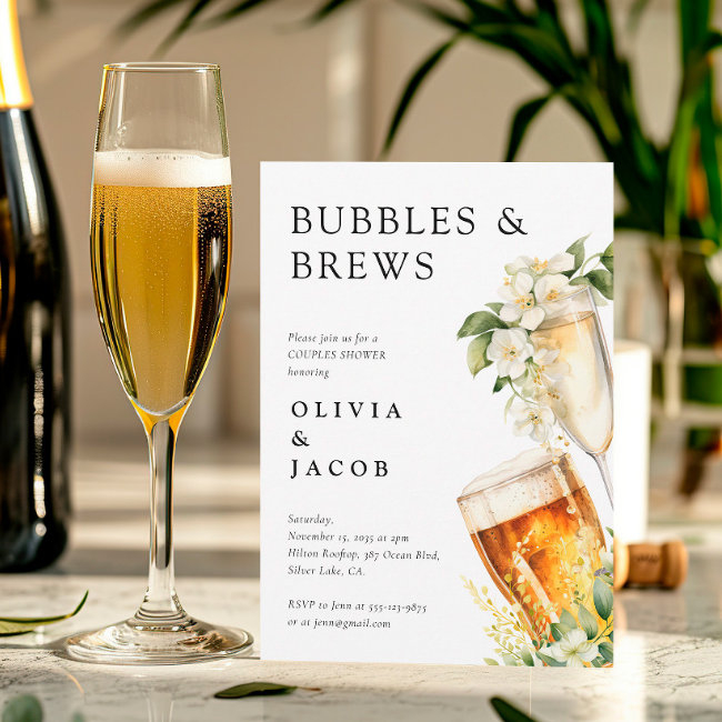 Bubbles And Brews Couples Shower Invitation