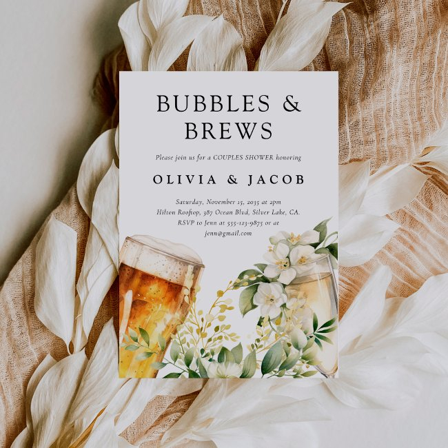 Bubbles And Brews Couples Shower Invitation