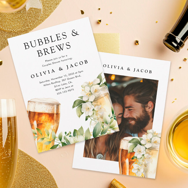 Bubbles And Brews Couples Shower Photo Invitation