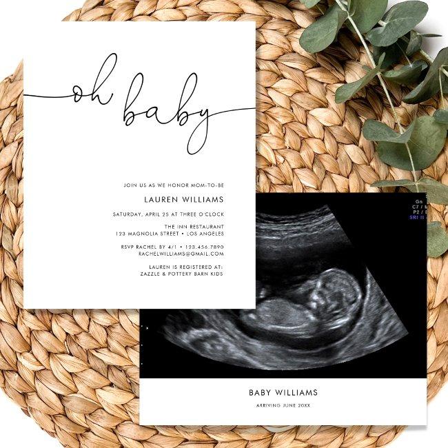 Budget Baby Shower Sonogram Photo Invitation Flyer