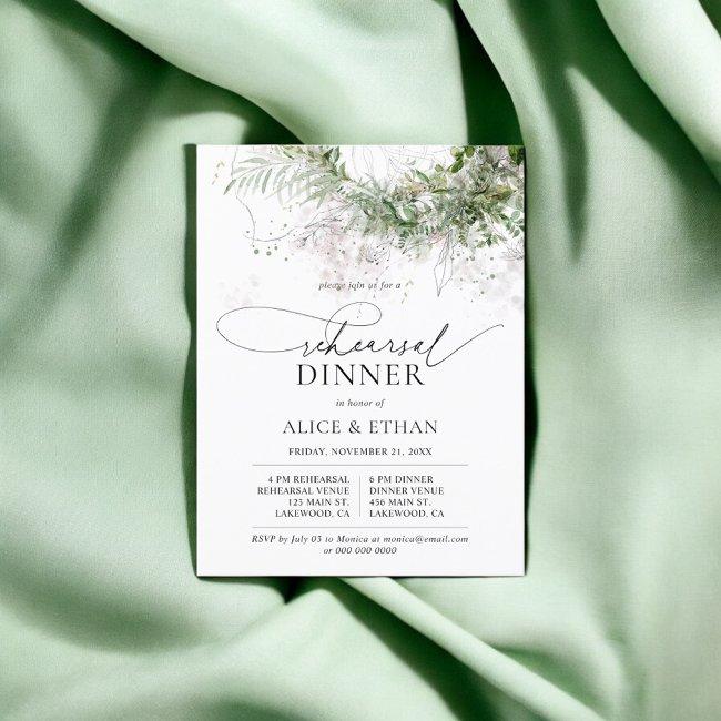 Budget Boho Greenery Script Rehearsal Dinner Invitation Postinvitations