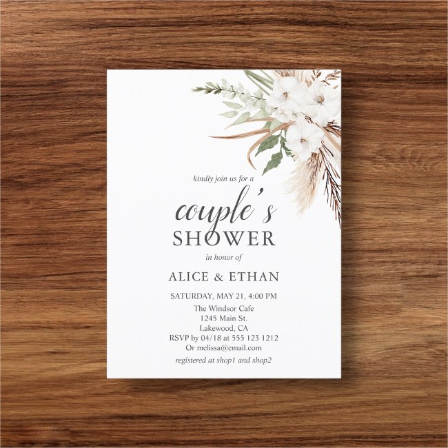 Budget Boho Pampa Grass Greenery Couple Shower Invitation Postinvitations
