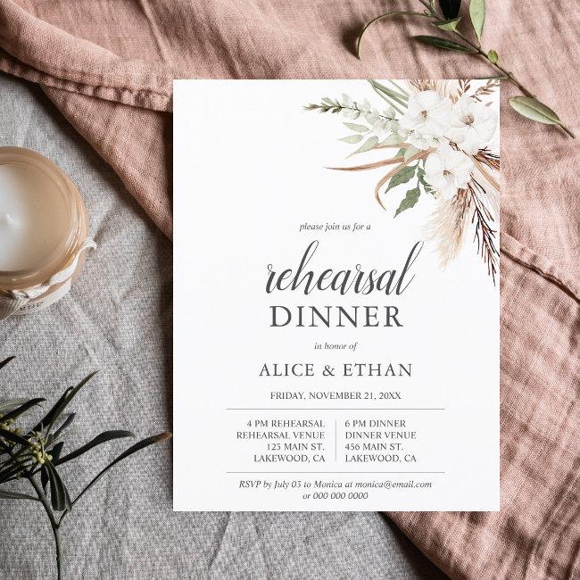 Budget Boho Pampa Grass Greenery Rehearsal Dinner Invitation Postinvitations