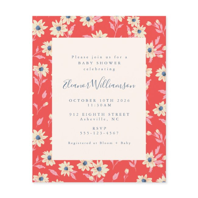 Budget Boho Red Blue Floral Baby Shower