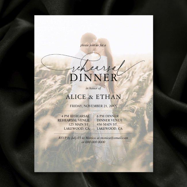 Budget Chic Script Photo Rehearsal Dinner Invitation Postinvitations