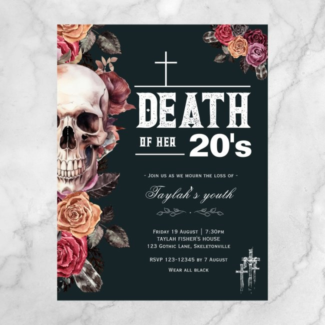 Budget "death Of Her 20s" 30th Birthday Invitation Postinvitations