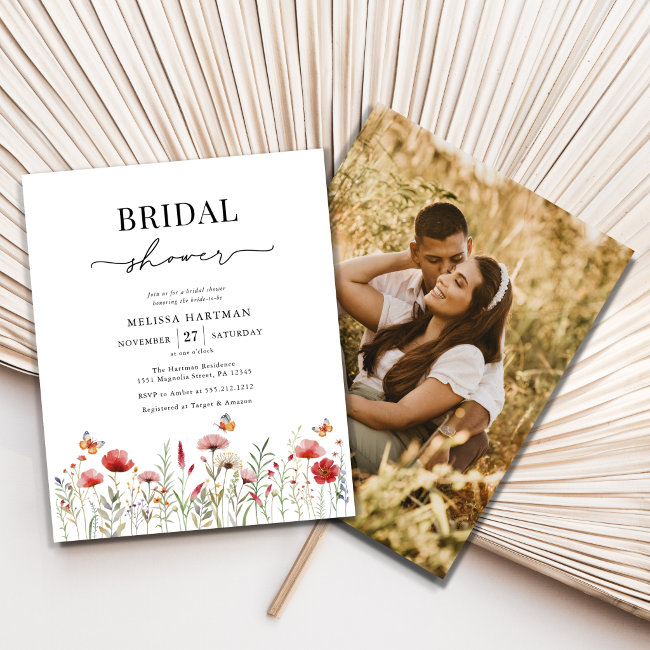 Budget Floral Wildflowers Bridal Shower Invitation