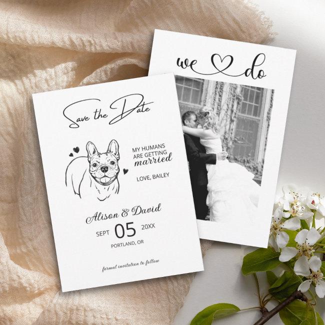 Budget French Bulldog Wedding Photo Save The Date Invitation