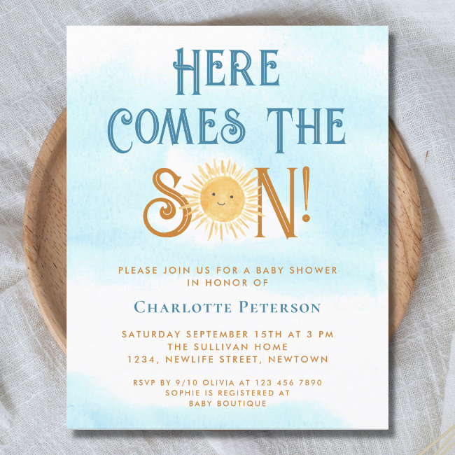 Budget Here Comes The Son Baby Shower Invitation