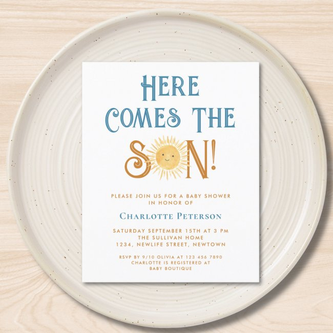Budget Here Comes The Son Baby Shower Invitation