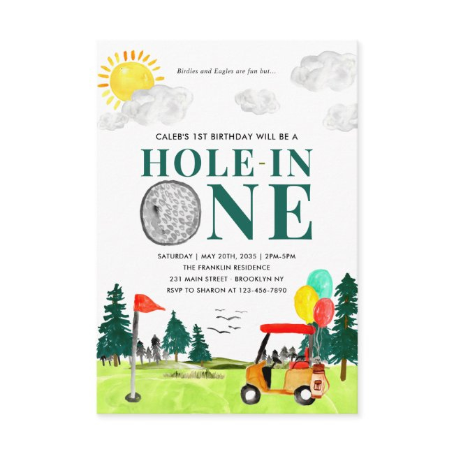 Budget Hole In One Golf First Birthday Par-tee Note Invitations