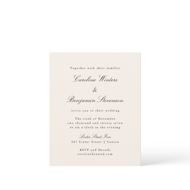 Budget Ivory Formal Elegant Wedding Invitation