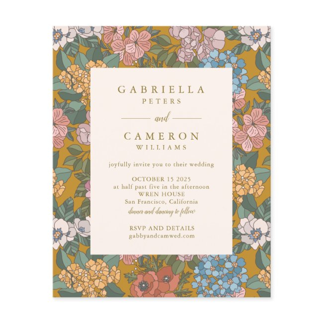 Budget Modern Boho Floral Yellow Wedding Invite