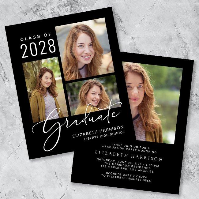 Budget Photo Black Graduation Party Invitation