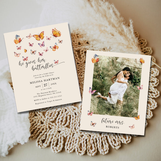 Budget Photo Butterflies Bridal Shower Invitation