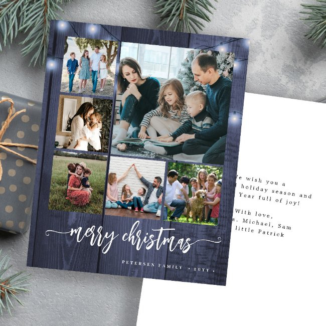 Budget Photo Collage Merry Christmas Holiday Invitations