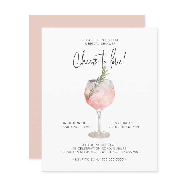 Budget Pink Cheers To Love Bridal Shower Invite