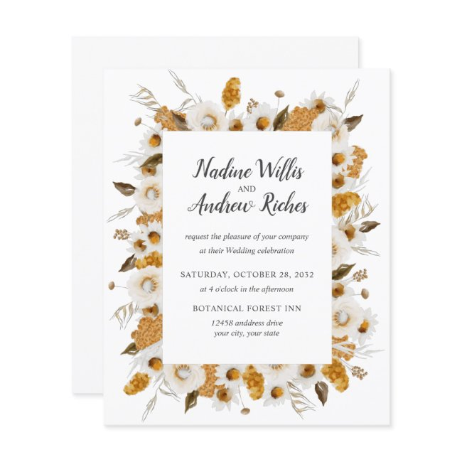 Budget Rustic Chamomile Mimosa Frame Wedding