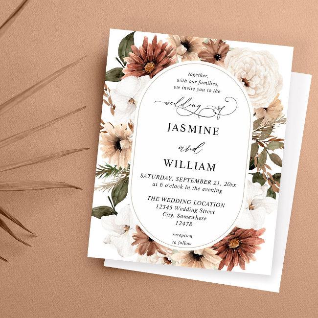 Budget Rustic Neutral Boho Floral Wedding