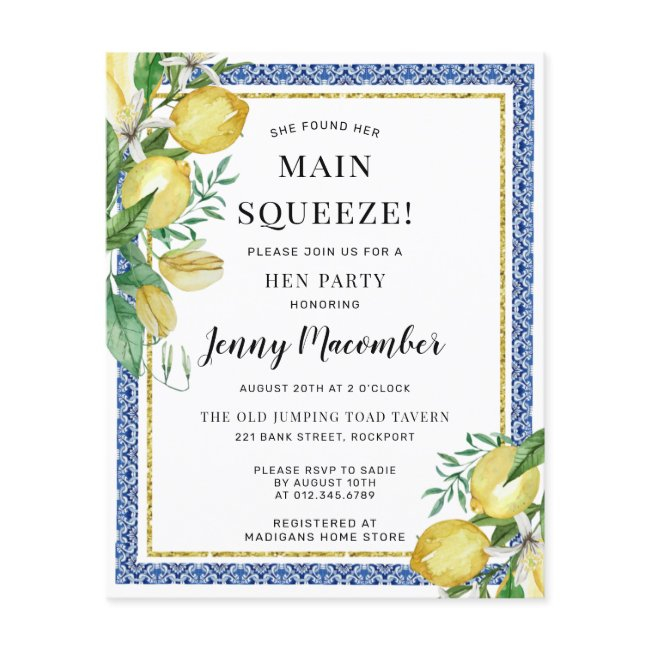 Budget She Found Her Main Squeeze Lemon Invitation