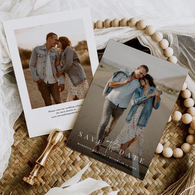 Budget Simple Modern Minimalist Two Photo Save The Date