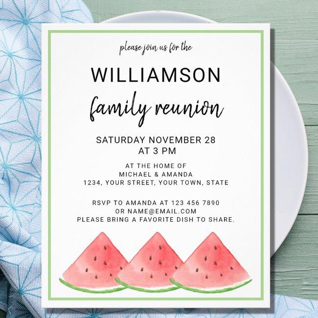 Budget Summer Family Reunion Watermelon Invitation Flyer