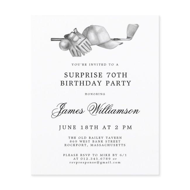 Budget Surprise Golf 70th Birthday Invitation