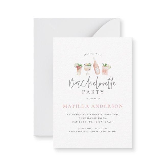 Budget Watercolor Bachelorette Party Invitation