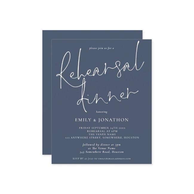 Budget Wedding Rehearsal Dinner Dusty Navy Invite