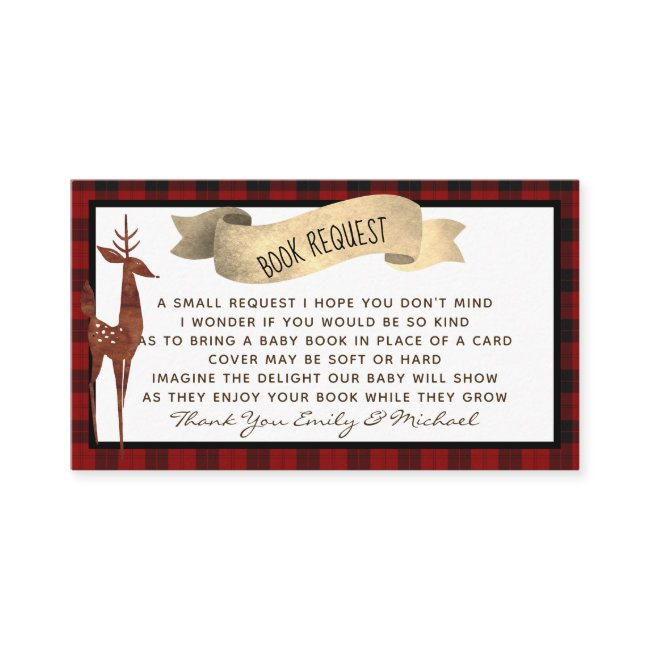 Buffalo Plaid Baby Shower Book Request Poem Enclosure Invitations