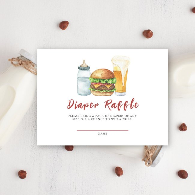 Burgers, Beer And Babies - Diaper Raffle Enclosure Invitations