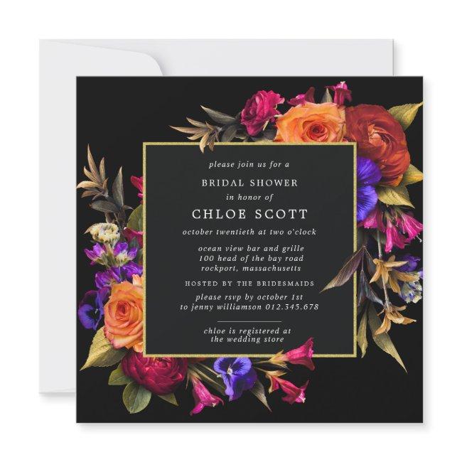 Burgundy Red Purple Orange Floral Bridal Shower Invitation