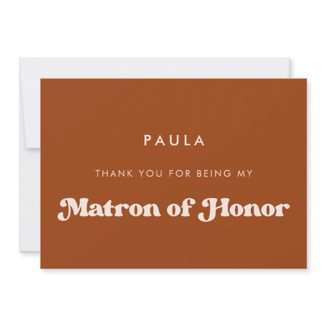 Burnt Orange Matron Of Honor Thank You Invitations