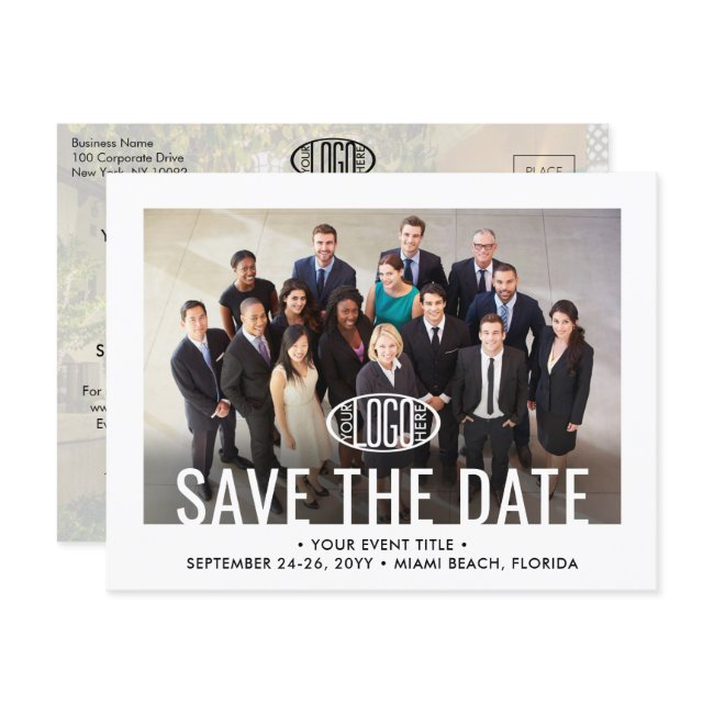 Business Event Company Logo & Photo Save The Date Announcement Postinvitations