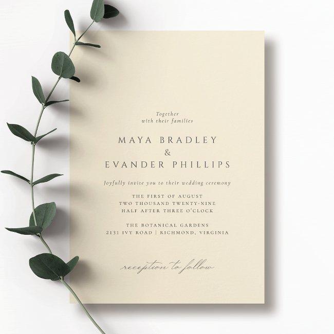 Butter Yellow | Simple Elegant Wedding Invitation