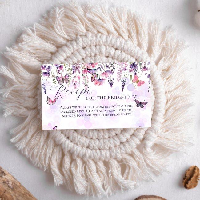 Butterflies Wildflowers Bridal Shower Recipe Enclosure Invitations