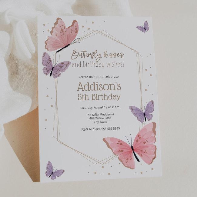 Butterfly Kisses And Birthday Wishes Birthday Inv Invitation