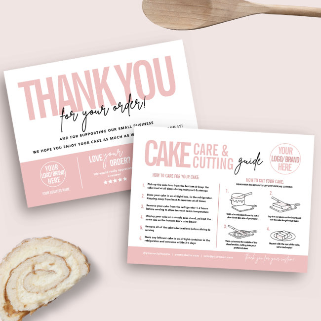 Cake Care & Cutting Guide V2, Cake Serving Guide Thank You Invitations