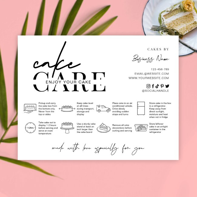 Cake Care Instructions Minimalist Thank You Invitations