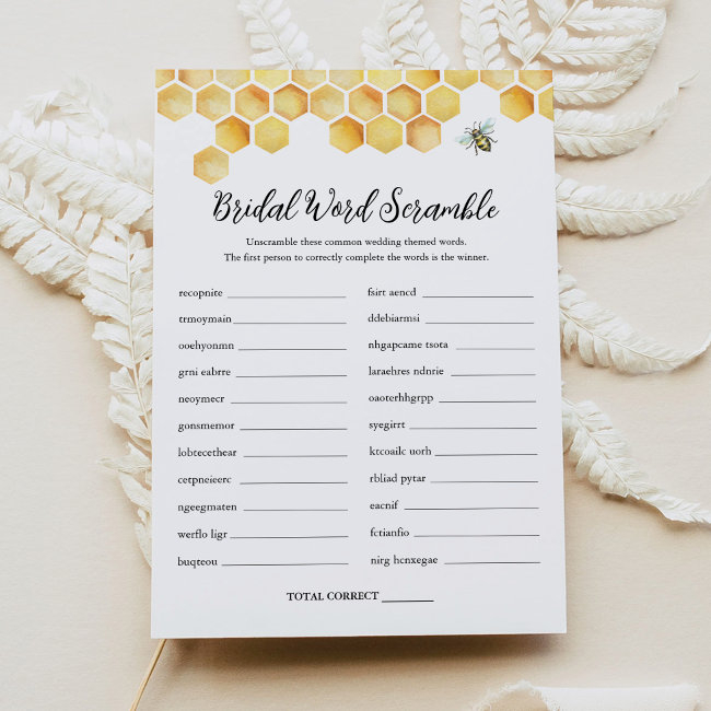 Calla Bee Word Scramble Bridal Shower Game Invitations