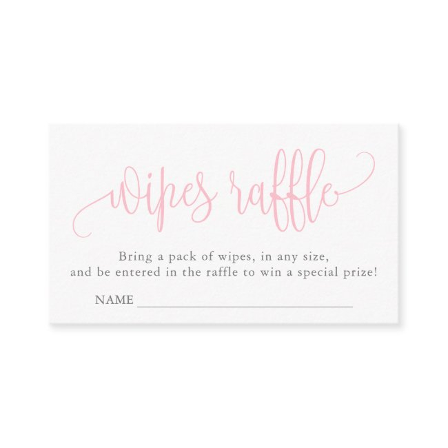 Calligraphy Baby Shower Wipes Raffle, Baby Pink Enclosure Invitations