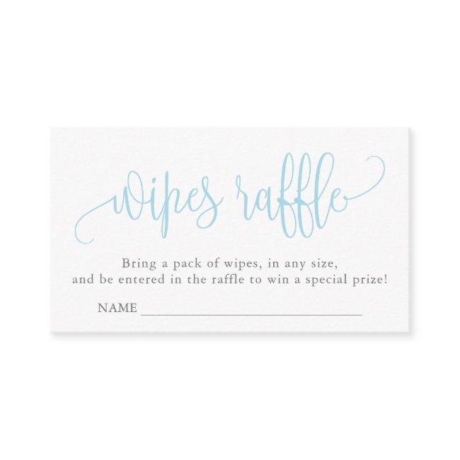 Calligraphy Baby Shower Wipes Raffle, Light Blue Enclosure Invitations